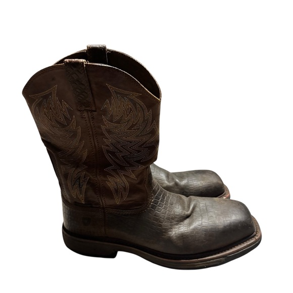 Ariat WorkHog Waterproof Composite Toe Work Boot Leather Croc Western Size 14 D - Picture 5 of 6